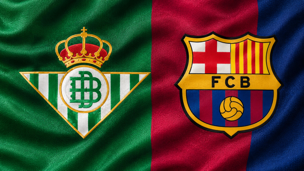 Crestas de Betis y Barcelona en tela