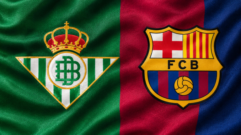Crestas de Betis y Barcelona en tela